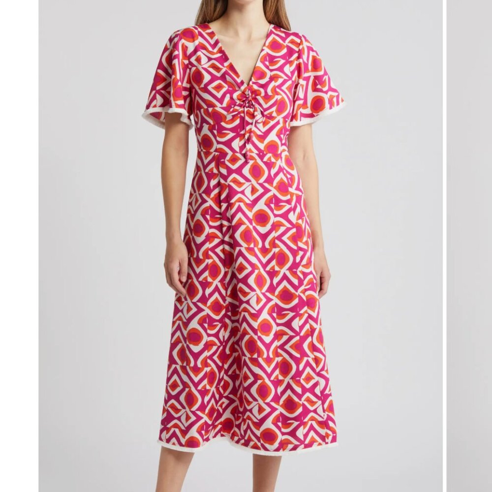 TAHARI ASL Geo Print Midi Dress - NWT - Size 8P